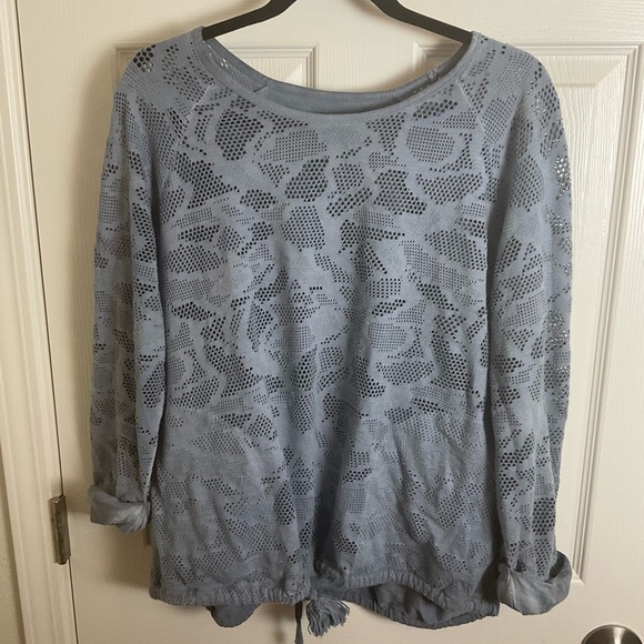 Anthropologie | Saturday Sunday Blue Top with Drawstring Waist size small - Picture 9 of 9